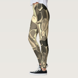 Rundade former i brons färg, klar guld, glansig leggings