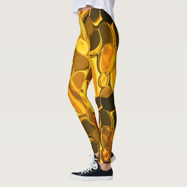 Rundade former i färg, glansigt mycket guld? leggings (Vänster)
