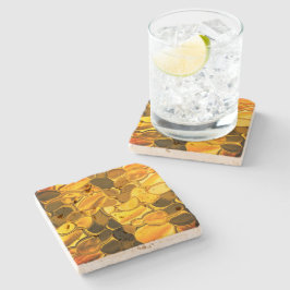 Rundade former i färg, glansigt mycket guld? stenunderlägg