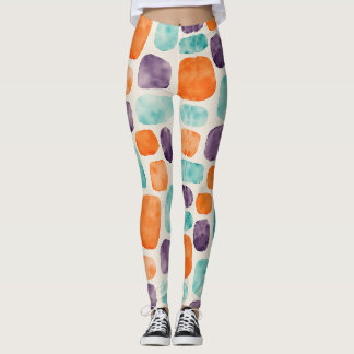 Rundade fyrkanter, Ovaler Abstrakt Blobs Mönster Leggings