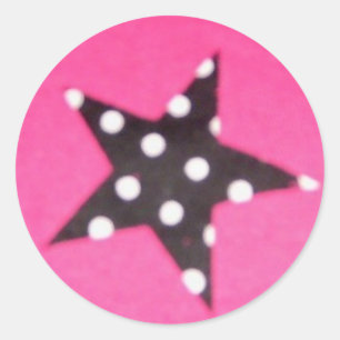 Rundade streck för Shock rosa Star-design Runt Klistermärke