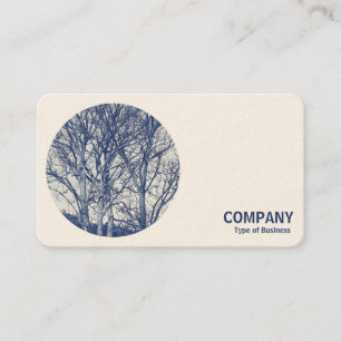 Rundafoto - träd i vinter - Cyanotype Visitkort