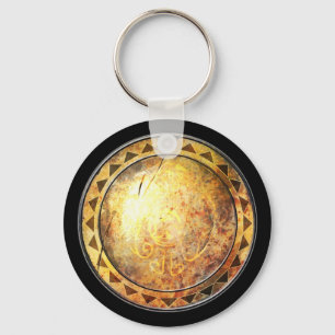 Rundan skyddar Keychain - guld- solEmblem Nyckelring