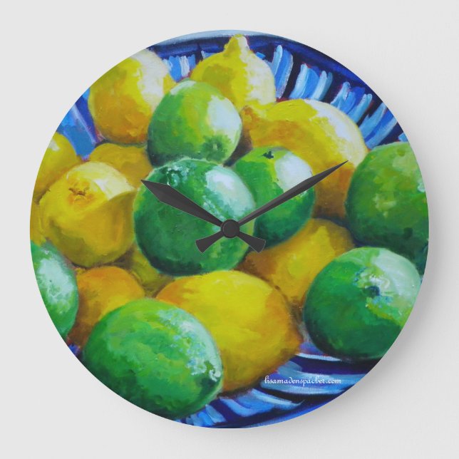 rundan tar tid på med citroner och limefrukter stor klocka (Framsida)