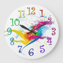 Rundan tar tid på stänk av målar, och färgrikt stor klocka