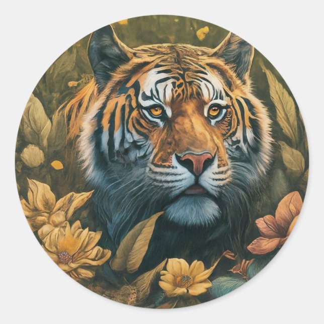 Rundande etiketter för markant tigerdesign (Framsida)