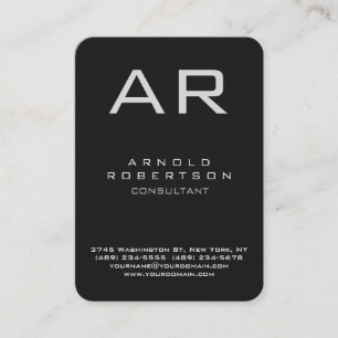 Rundat hörn-Grått Modern Monogram-Affärskort Visitkort