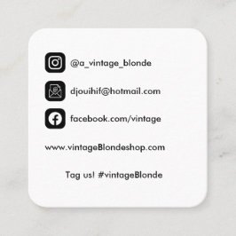 rundat hörn, logotyp-kort, social-mediekort fyrkantigt visitkort