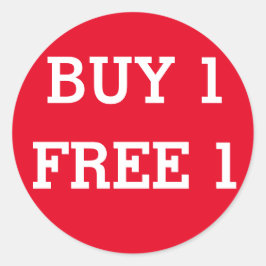 Rundbutik 1 1 gratis försäljningsetikett för 1 but runt klistermärke