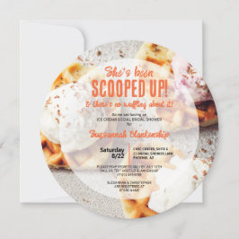 Runddusch för hjärtformade våffelskopplade iskräpp inbjudningar