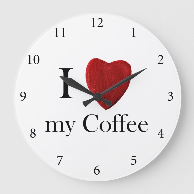 Runde Wanduhr I love my Coffee Stor Klocka (Framsida)