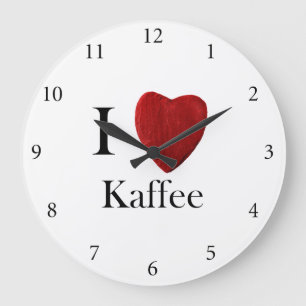 Runde Wanduhr Ich liebe Kaffee Stor Klocka