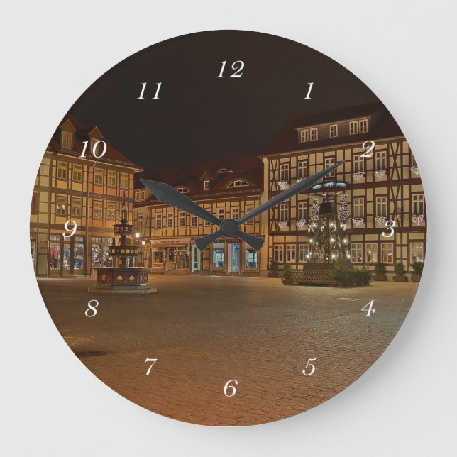 Runde Wanduhr Marktplatz Wernigerode bei Nacht Stor Klocka (Framsida)