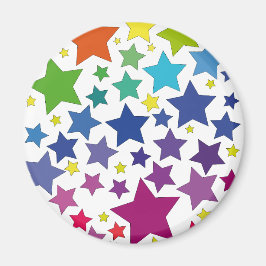 runder Magnet mit bunten Sternen
