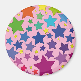 runder Magnet mit bunten Sternen