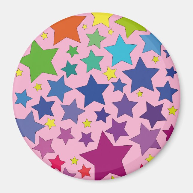 runder Magnet mit bunten Sternen (Framsidan)