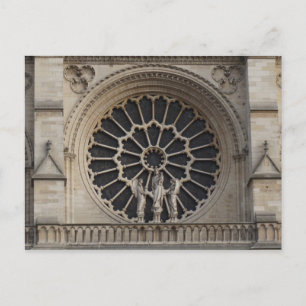 Rundfönster av Västerns fasad av Notre Dame Cathed Vykort