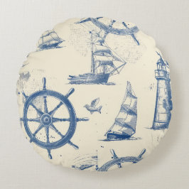 Rundformad kaka med marint element rund kudde