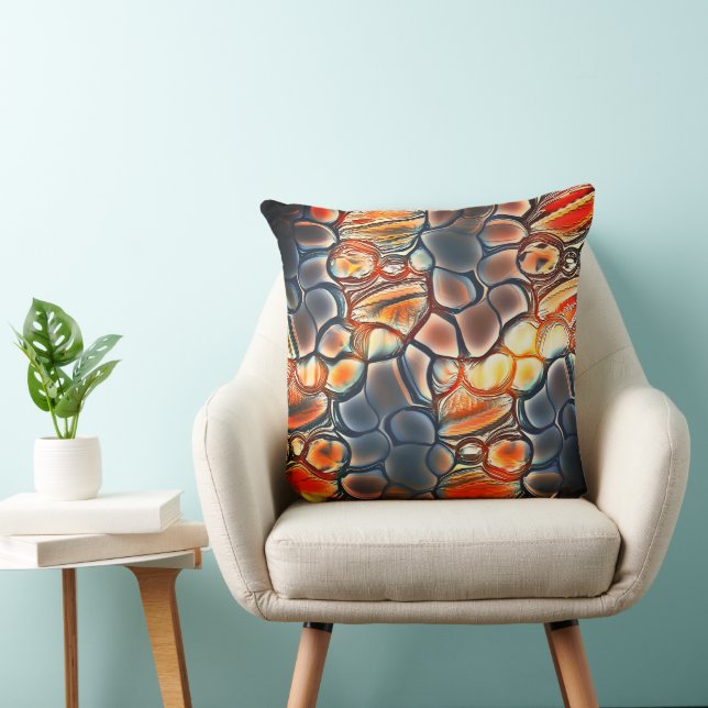 Rundformer i bränd cyan- och orange kudde (Stol)