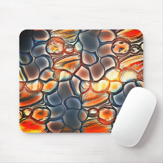 Rundformer i bränd cyan- och orange musmatta (Med mus)