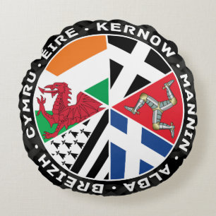 Rundfyllning av Celtic Nations Land Flaggor Rund Kudde