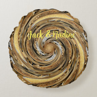 Rundfyllning av guld mönster rund kudde