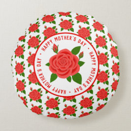 Rundfyllning av röd ros Mors dag Rund Kudde