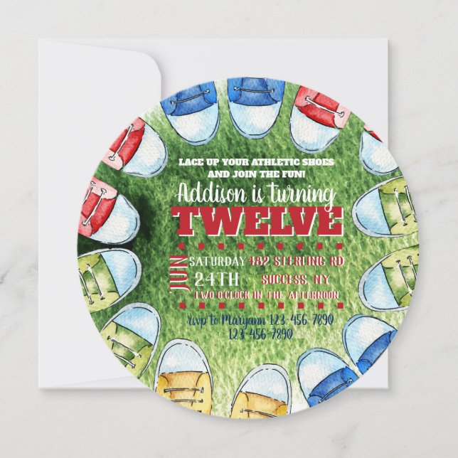 Rundinbjudan till Athletic Shoes Inbjudningar (Framsida)