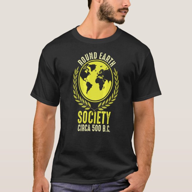 Rundjordssamhället 500 BC Flat Earth Karta Flat T Shirt (Framsida)