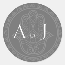 Rundklistermärken av grått hamsa runt klistermärke