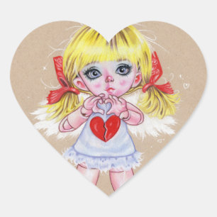 Rundklistermärken för cute-flickor hjärtformat klistermärke