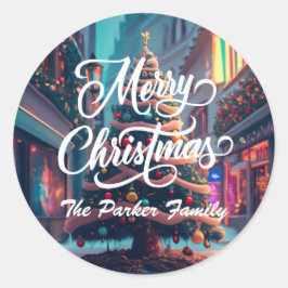 Rundklistermärken i god jul Personlig Runt Klistermärke