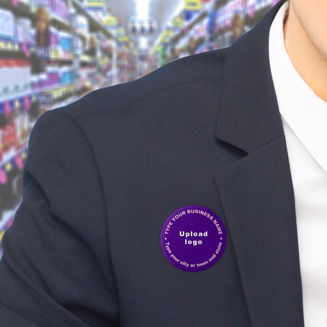 Rundknapp för Business Brand Lila Round Knapp (Build brand name awareness. Circular business brand texts on purple button.)