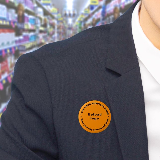 Rundknapp för Business Brand Orange Round Knapp (Build brand name awareness. Circular business brand texts on orange color button.)