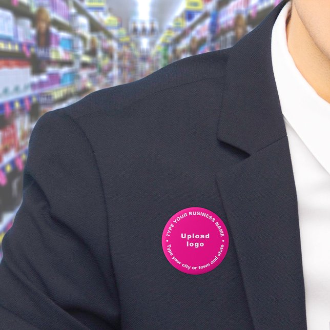 Rundknapp för Business Brand Rosa Round Knapp (Build brand name awareness. Circular business brand texts on pink button.)