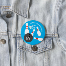 Rundknapp för Födelsedagsfest av bowlingboll Knapp