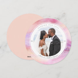 Rundkort för Watercolor Peach Rosa Lila Agate Card Julkort