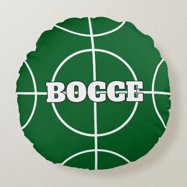 Rundkudde i grönt och Röda italienska Bocce Boll Rund Kudde (Framsidan)