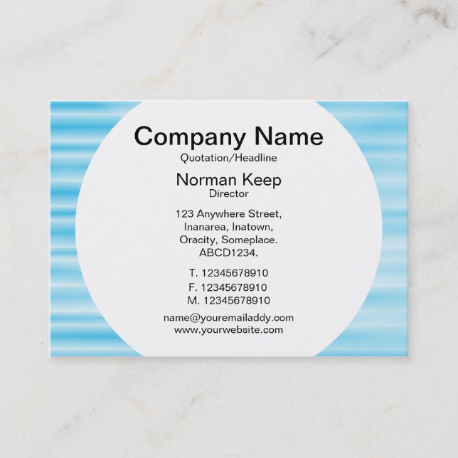 Rundpanel - korrugerad blå visitkort (Framsida)