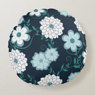 Rundpil för Modern Serene Elegant-Blommigt Rund Kudde