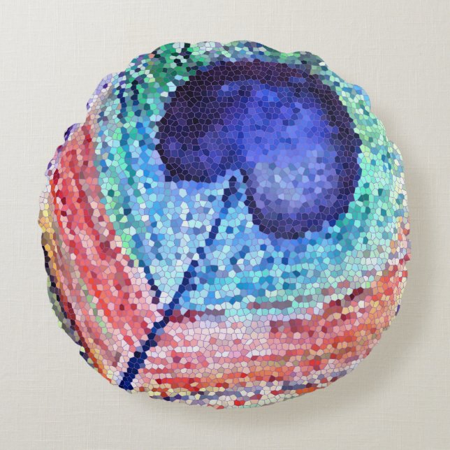 Rundsändning av peacock Feather Art Round Rund Kudde (Framsidan)