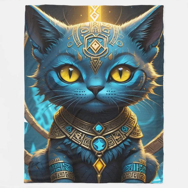 Rune Blue Cat Fleece Blanket (Framsidan)