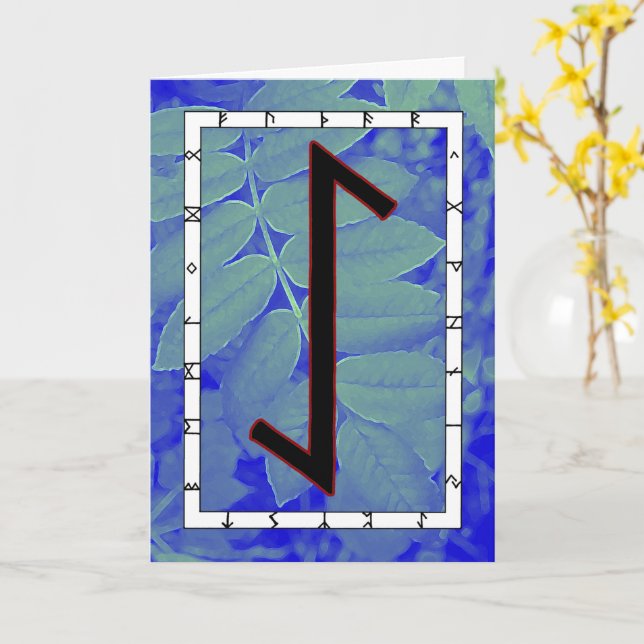 Rune Eihwaz – Centrerad Uthållighet Kort (Gul blomma)