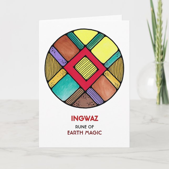 Rune Ingwaz - Earth Magic - Art nouveau Kort (Framsida)