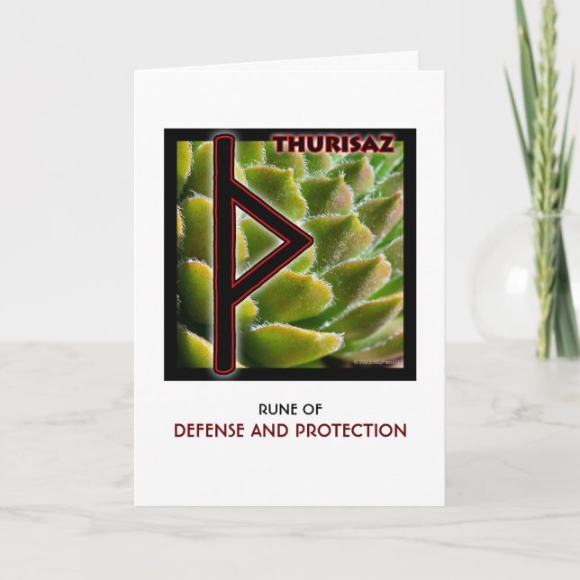 Rune Thurisaz - Defence & Protection Kort (Framsida)
