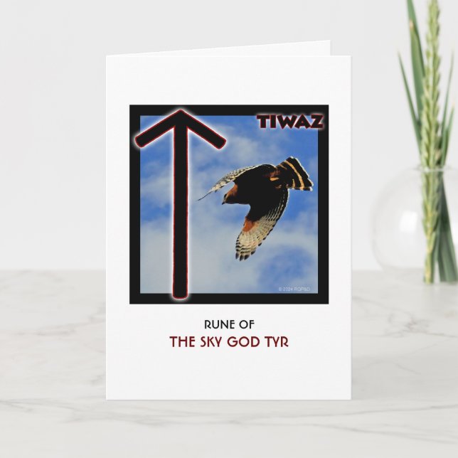 Rune Tiwaz - Himlar Gud Tyr - Hawk Kort (Framsida)