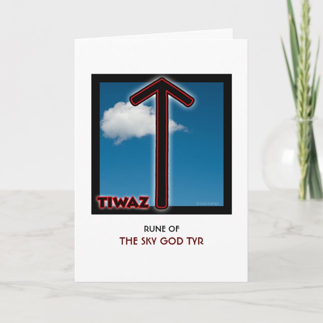 Rune Tiwaz - Himlar gud Tyr - Justice Kort (Framsida)