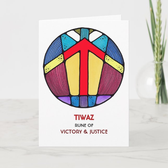 Rune Tiwaz - Victory & Justice - Art nouveau Kort (Framsida)