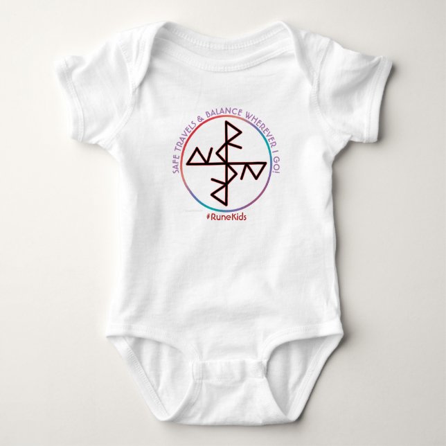 #RuneKids Säkra Travels & Balance Baby Bodykostym T Shirt (Framsida)