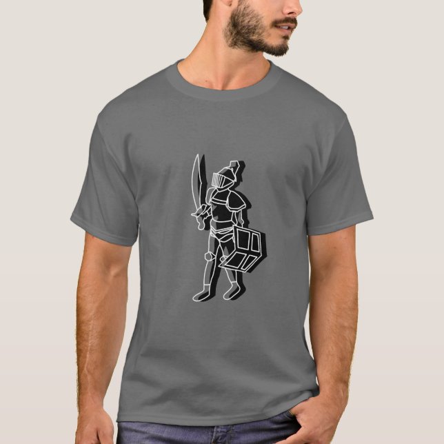 Runescape Black Knight Line Teckning T-Shirt (Framsida)